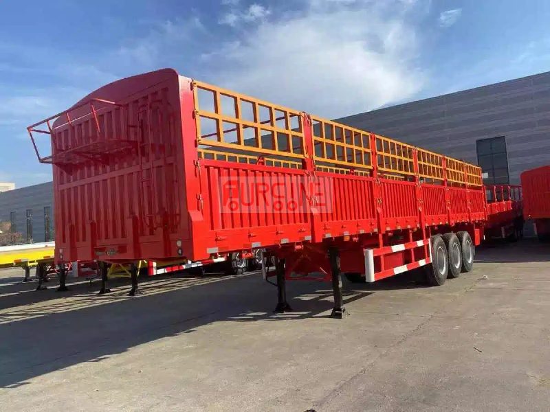 3 Axle 60 Ton Fence Flatbed Cargo Semi Trailer